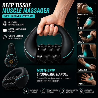 3-Speed Handheld Electric Rolling Massager for Full Body Deep Tissue Massage