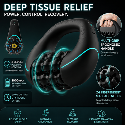 3-Speed Handheld Electric Rolling Massager for Full Body Deep Tissue Massage