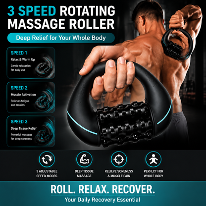 3-Speed Handheld Electric Rolling Massager for Full Body Deep Tissue Massage